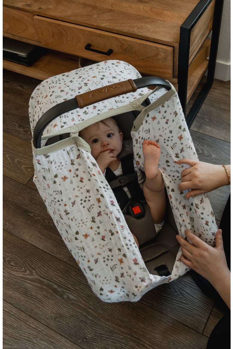 Cotton Muslin Car Seat Canopy, Alternate, color, GARDEN BEES
