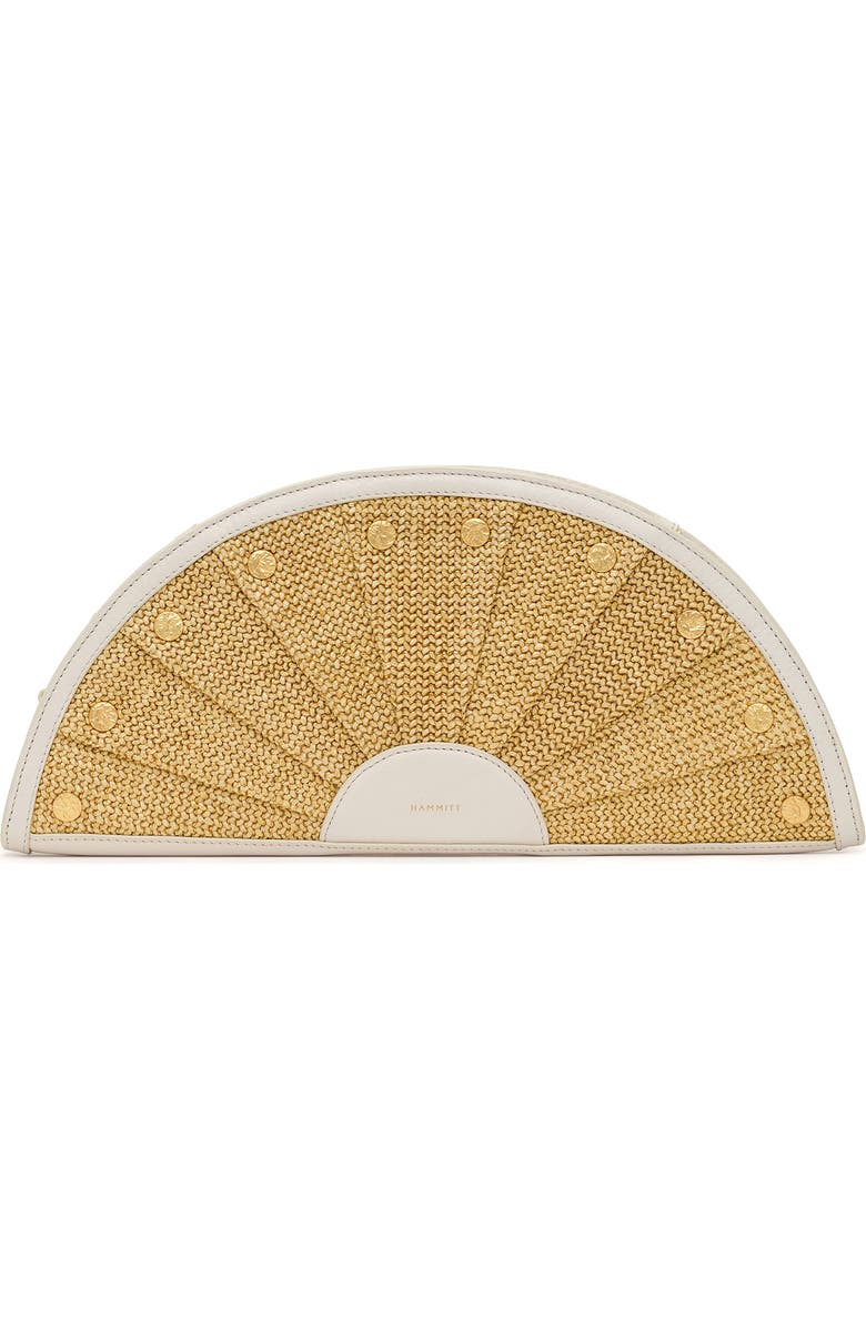 HAMMITT Shelley Clutch, Main, color, Calla Lily White Raffia/ Gold