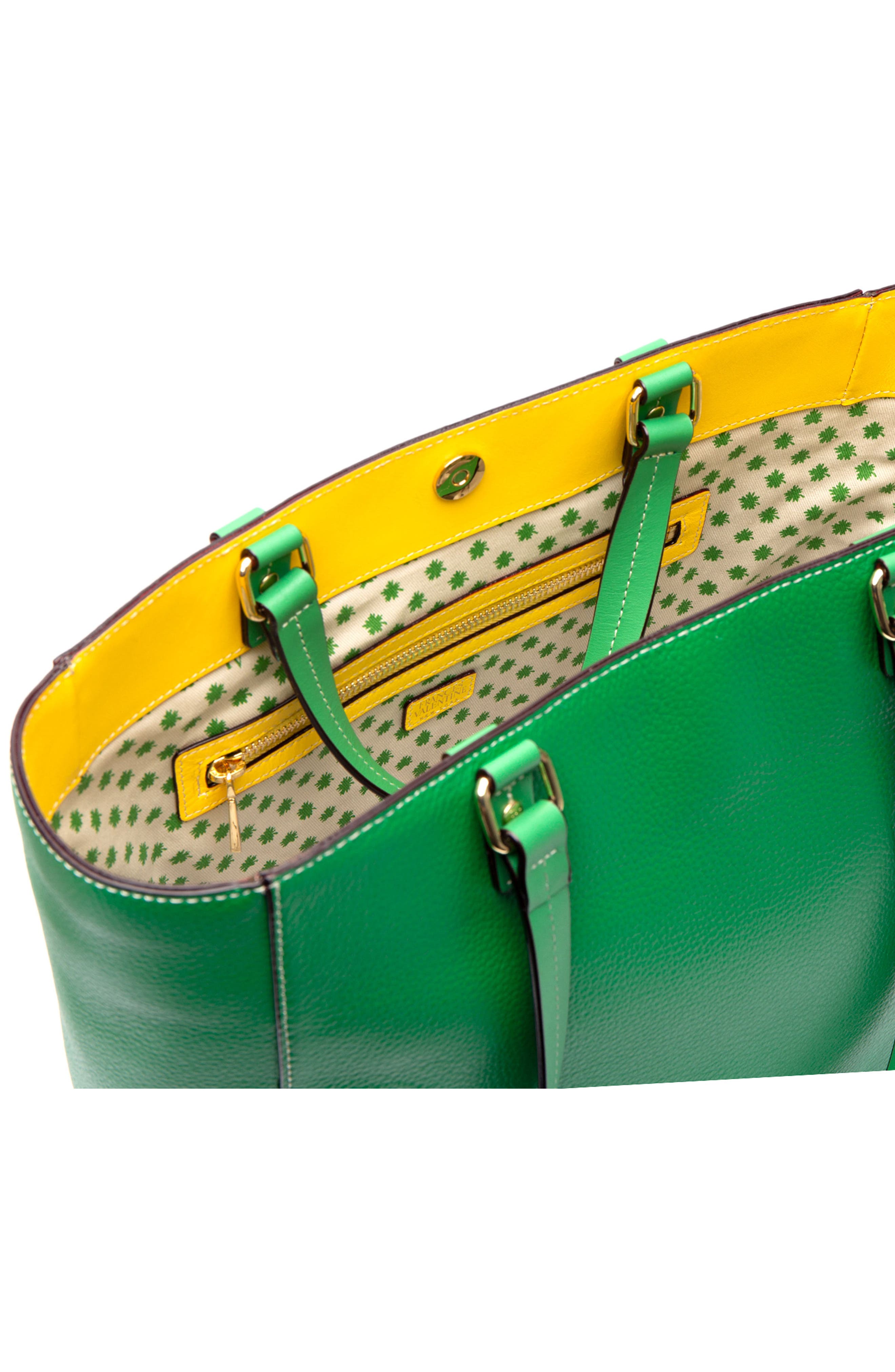 Tumbled Leather Tote, Alternate, color, GREEN