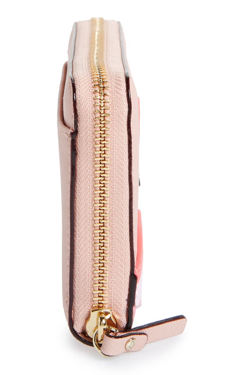 Kate Spade New York by the pool - flamingo lacey leather wallet, Alternate, color, 