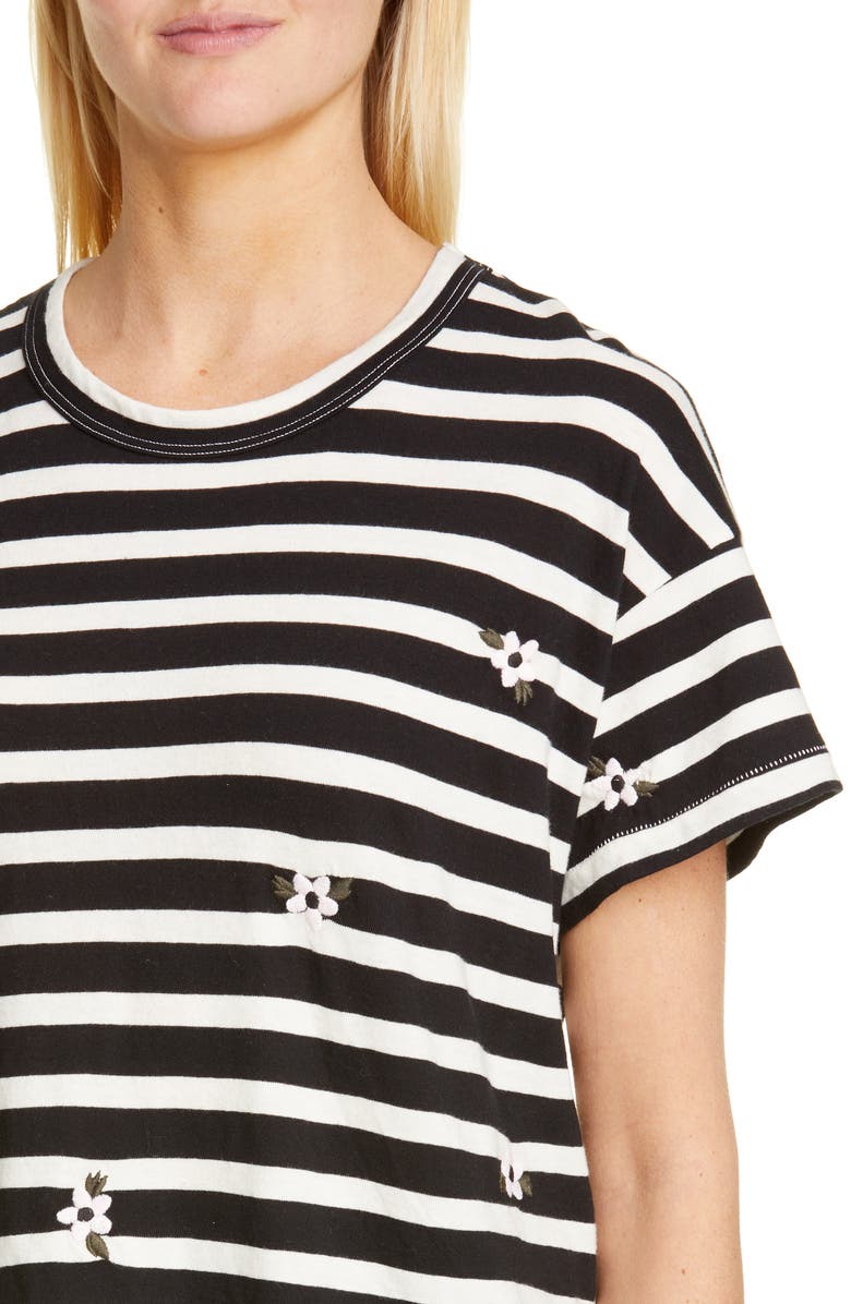 THE GREAT. The Boxy Crew Embroidered Tee, Alternate, color, 