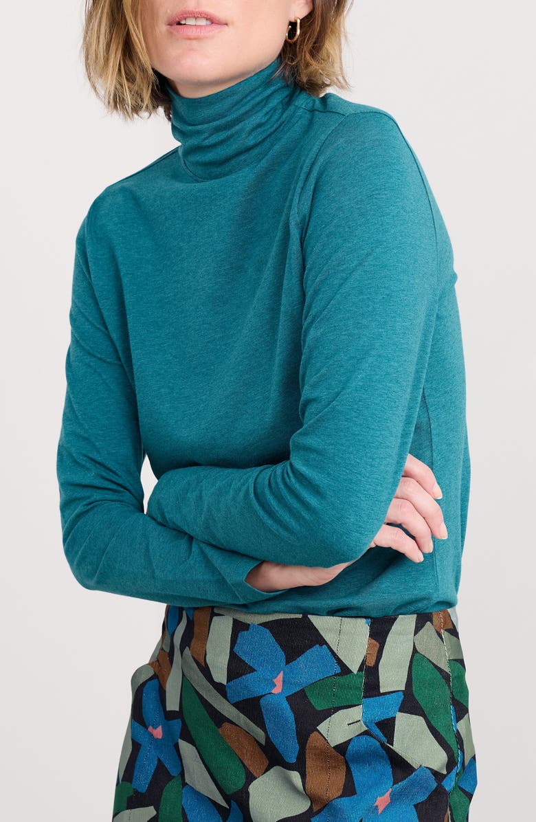 Seasalt Cornwall Landing Turtleneck Stretch Organic Cotton Top, Main, color, Melange Mast