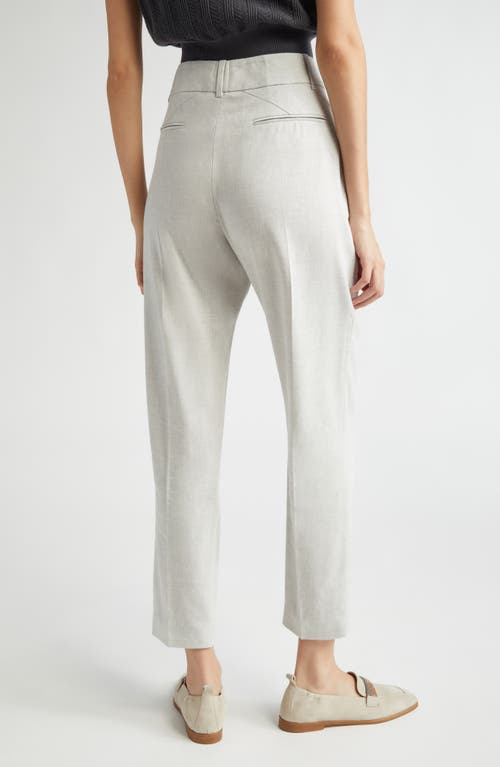 Eleventy Slim Fit High Waist Linen & Wool Pants In Light Melange Grey