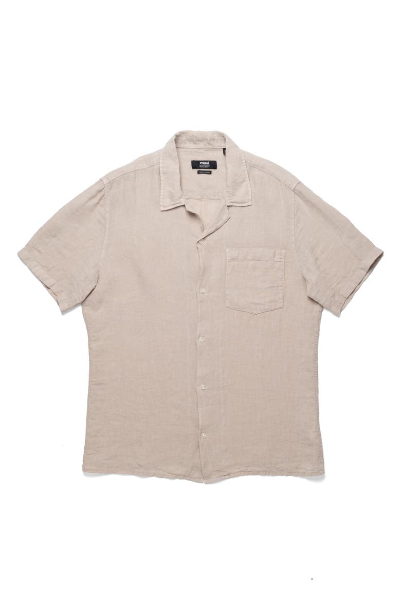 Mavi Jeans Linen Camp Shirt, Alternate, color, Sand