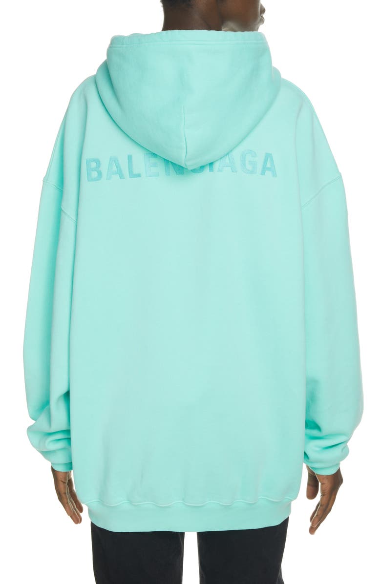 Balenciaga Embroidered Logo Cotton Hoodie, Alternate, color, 