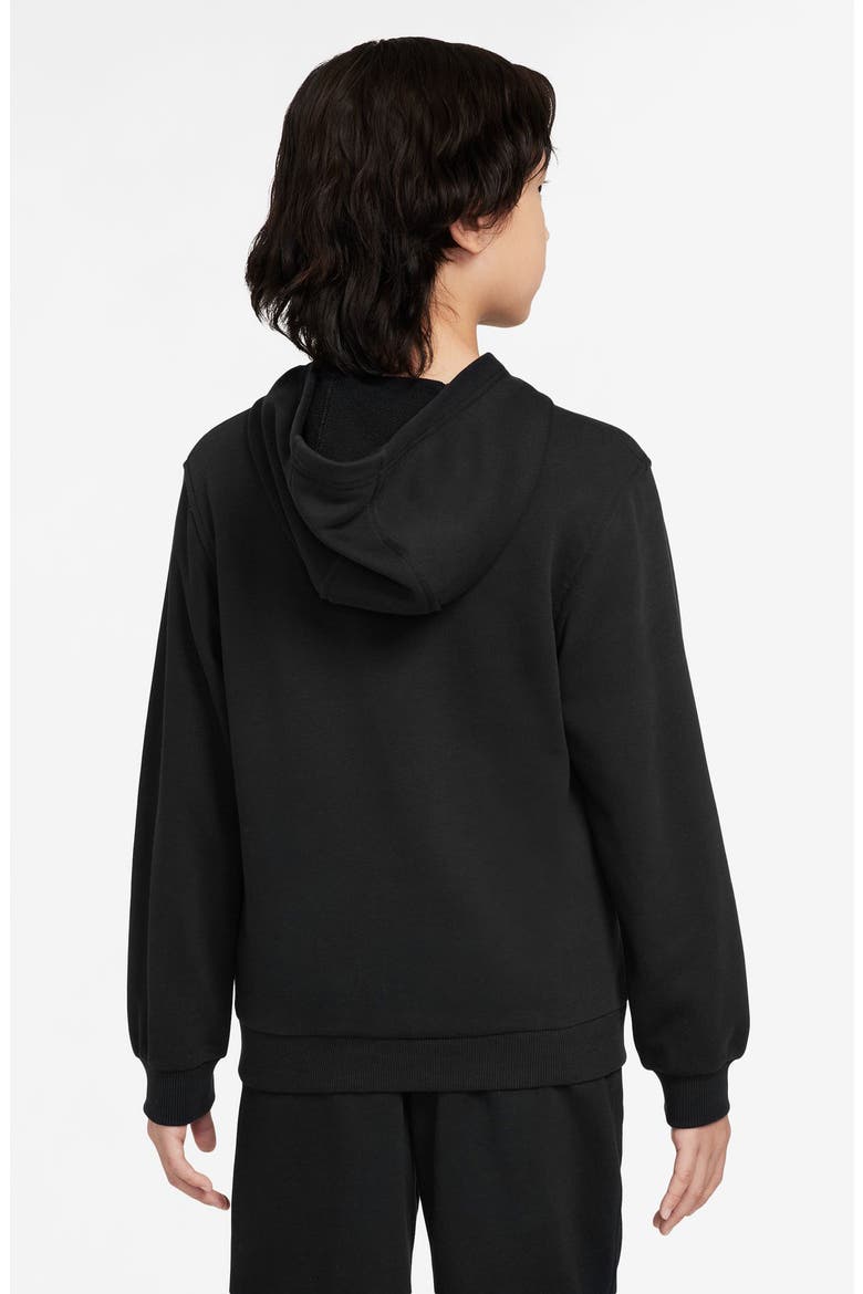 Kids' Cotton French Terry Hoodie, Alternate, color, BLACK/ BURGUNDY CRUSH