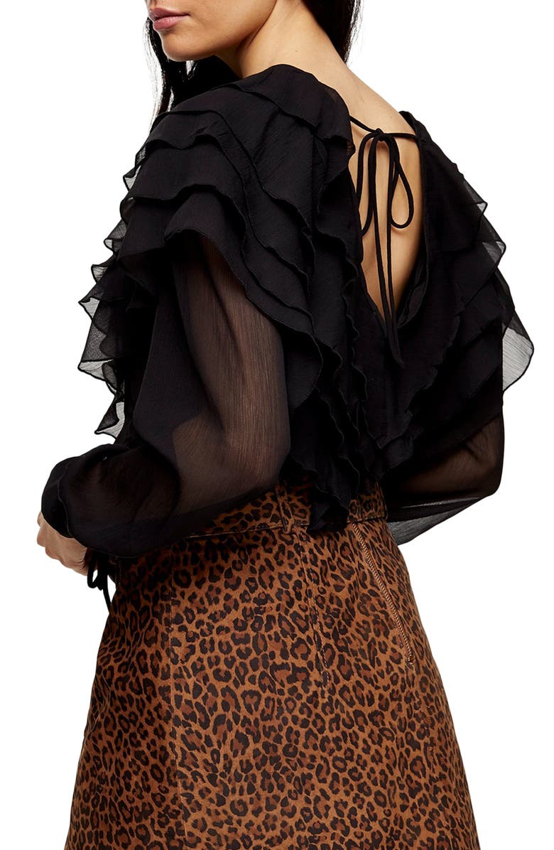 Topshop Layered Ruffle Blouse, Alternate, color, 