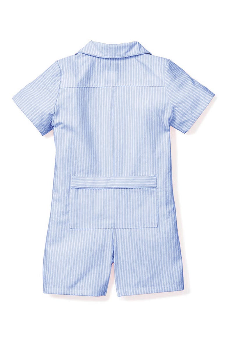 French Blue Seersucker Summer Romper, Alternate, color, BLUE