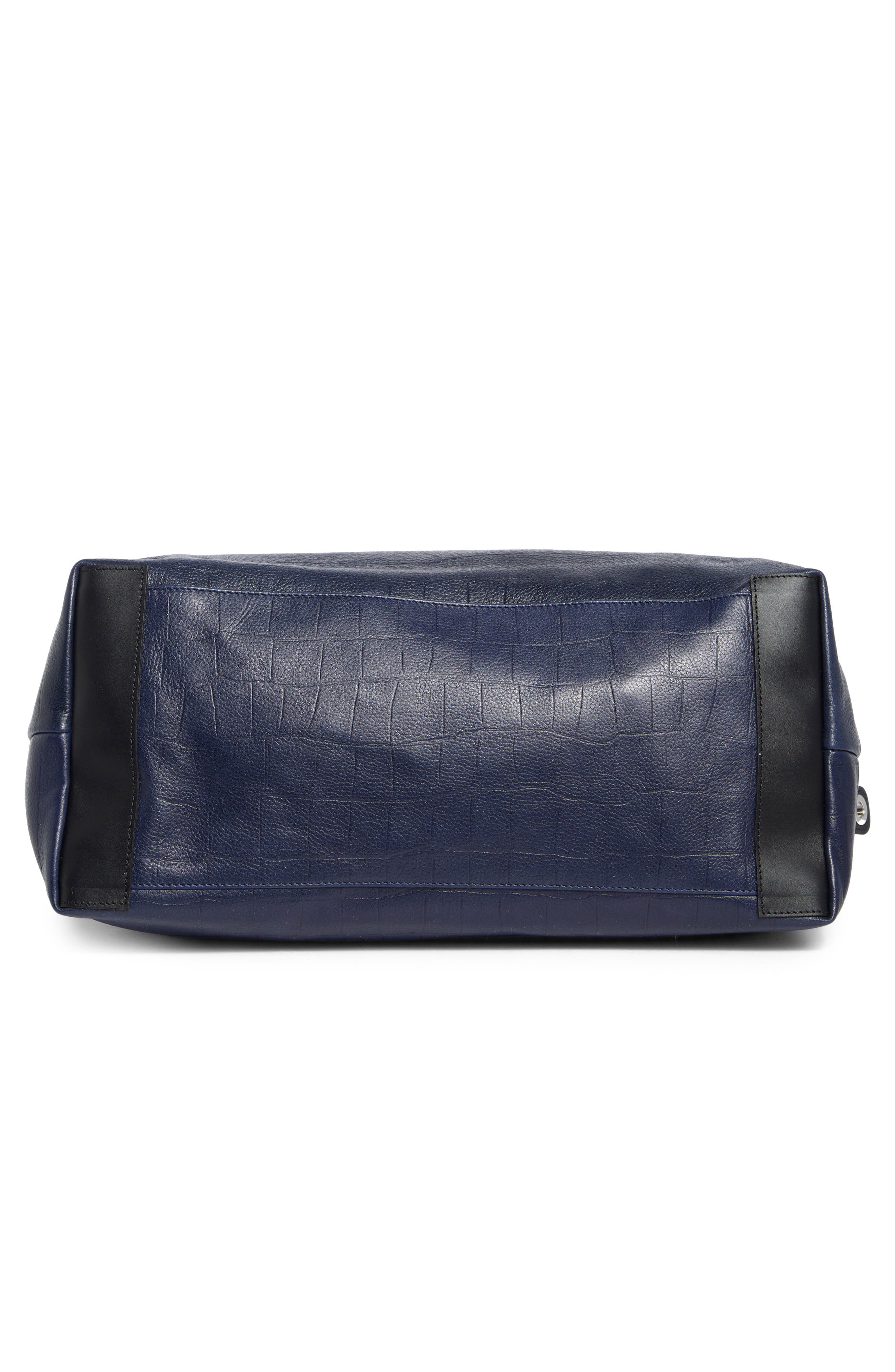 Longchamp Croc Embossed Gym Bag, Alternate, color, Black/Blue