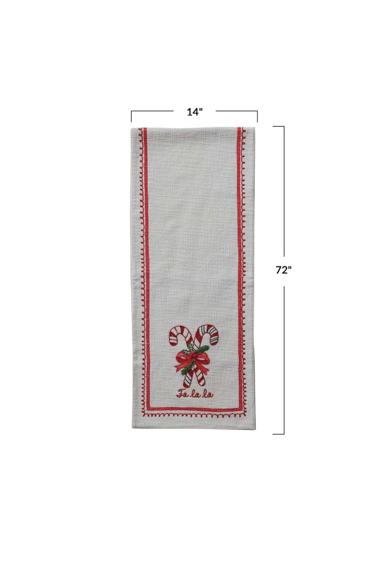 Fa La La Cotton Table Runner with Candy Cane Print, Alternate, color, Multicolor