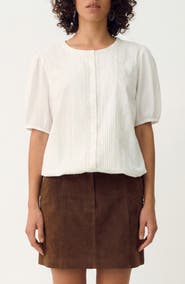 PER UNA BY M&S Pintuck Lace Inset Top