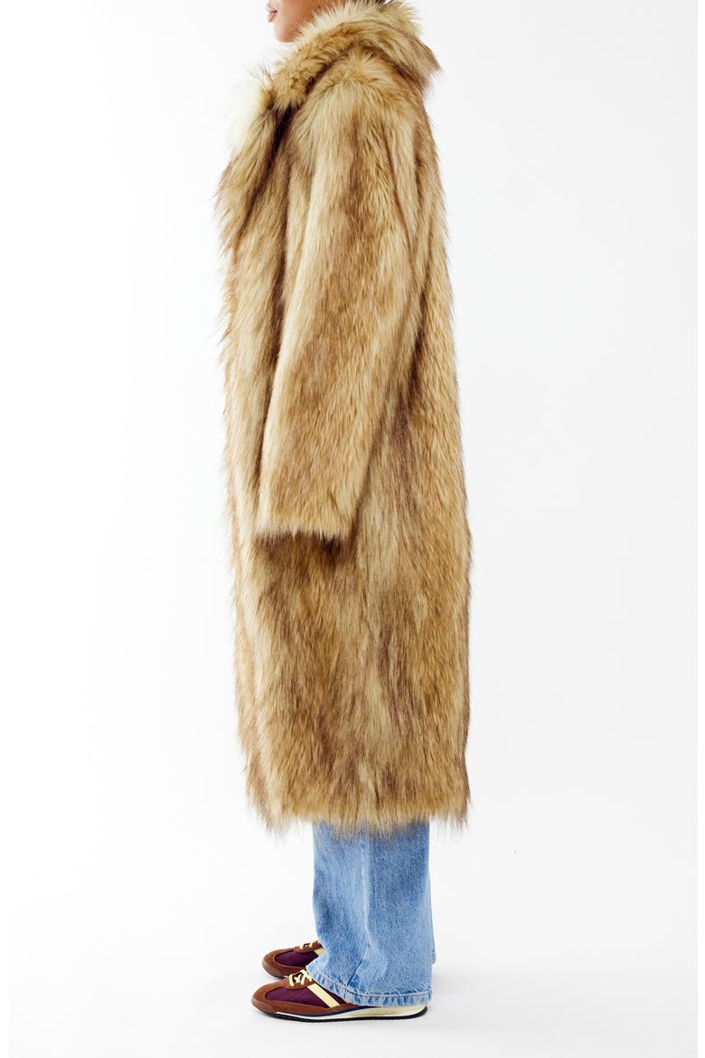 Maxi Faux Fur Coat, Alternate, color, CAMEL