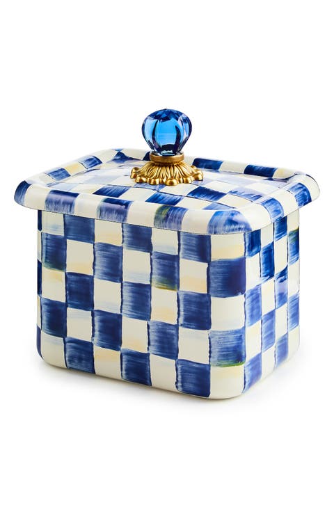 Royal Check Enameled Steel Recipe Box
