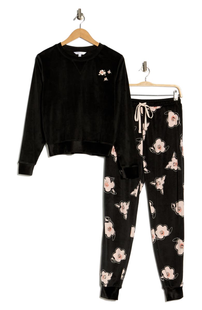 Honeydew Cozy Velour Top & Joggers Pajamas, Alternate, color, Dark Floral