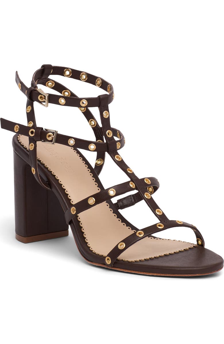 Cinq à Sept Maisie Studded Cage Sandal, Main, color, Chocolate