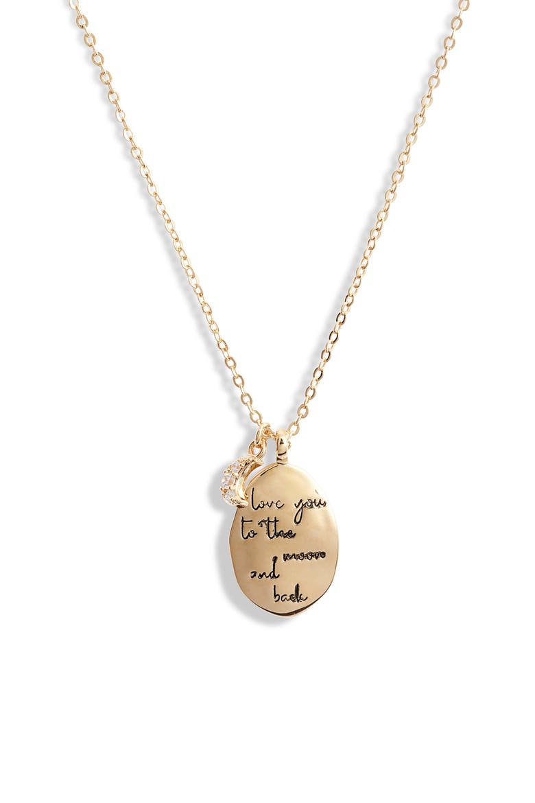 Love Phrase Coin Pendant Necklace, Main, color, GOLD- LOVE U TO THE MOON