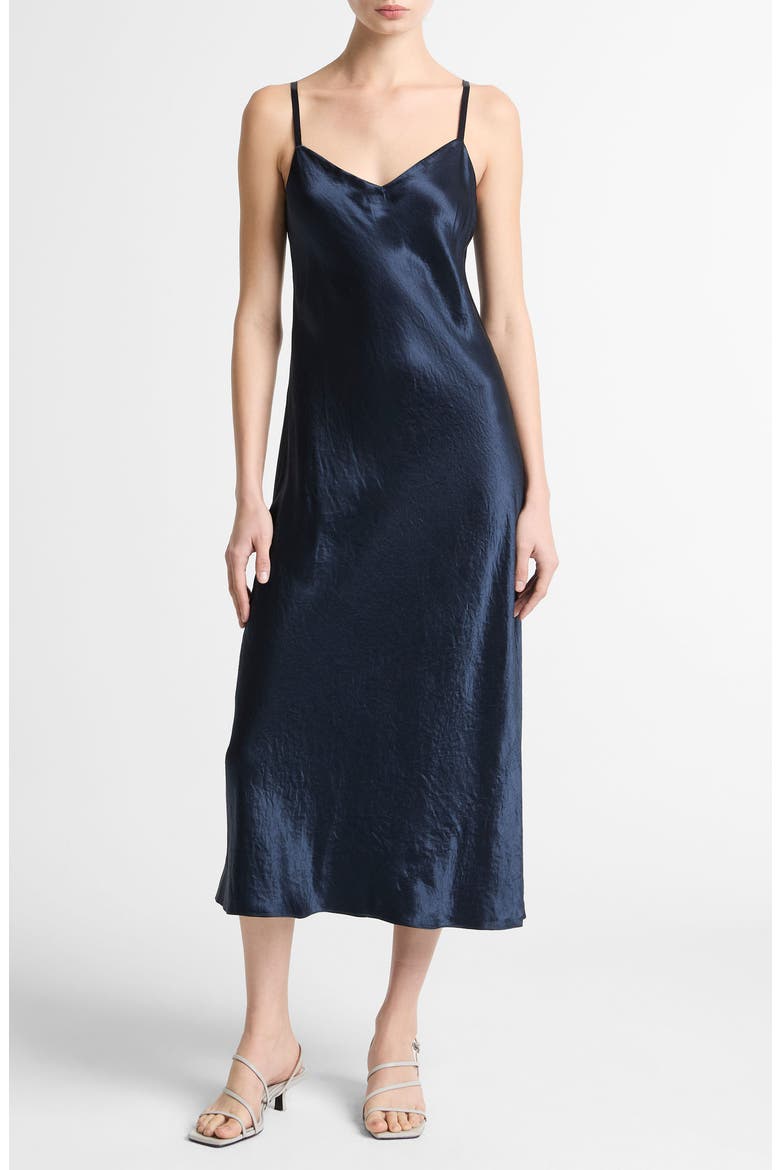 Midi Satin Slipdress, Main, color, COASTAL
