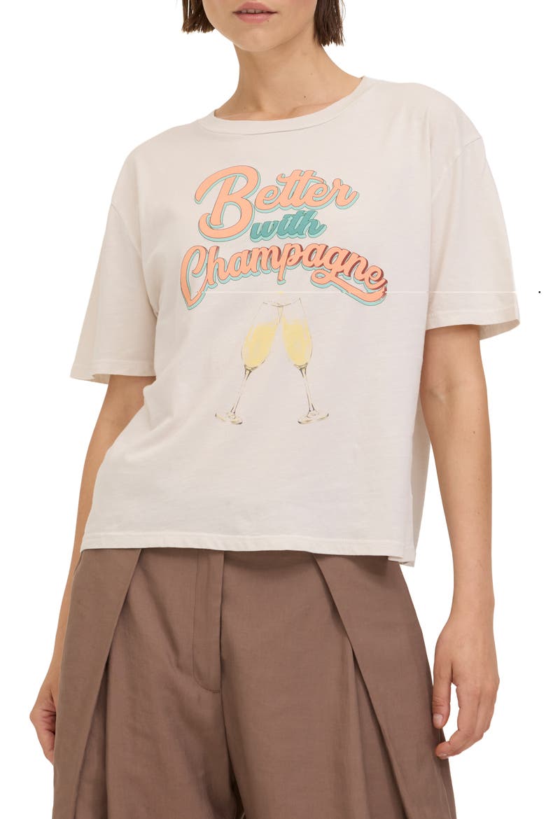Better with Champagne Graphic T-Shirt, Main, color, VINTAGE WHITE
