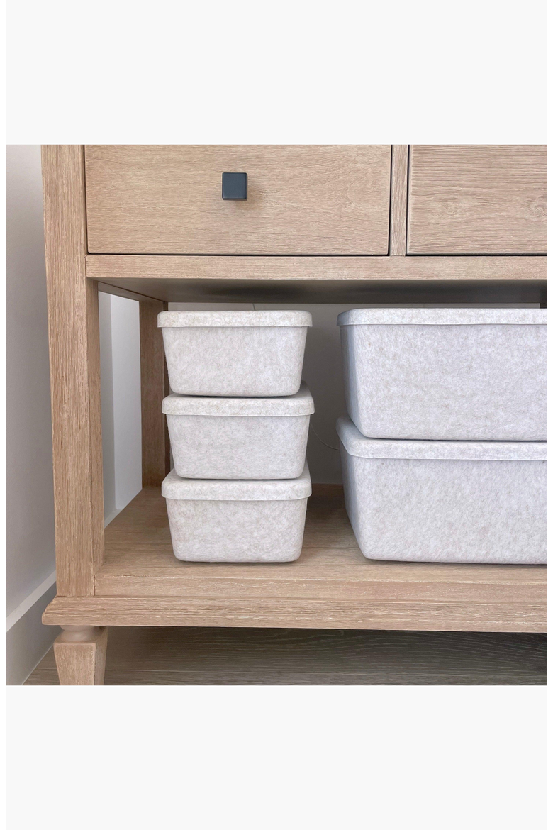 The Sculpted Bin - Long with Lid, Alternate, color, Stone