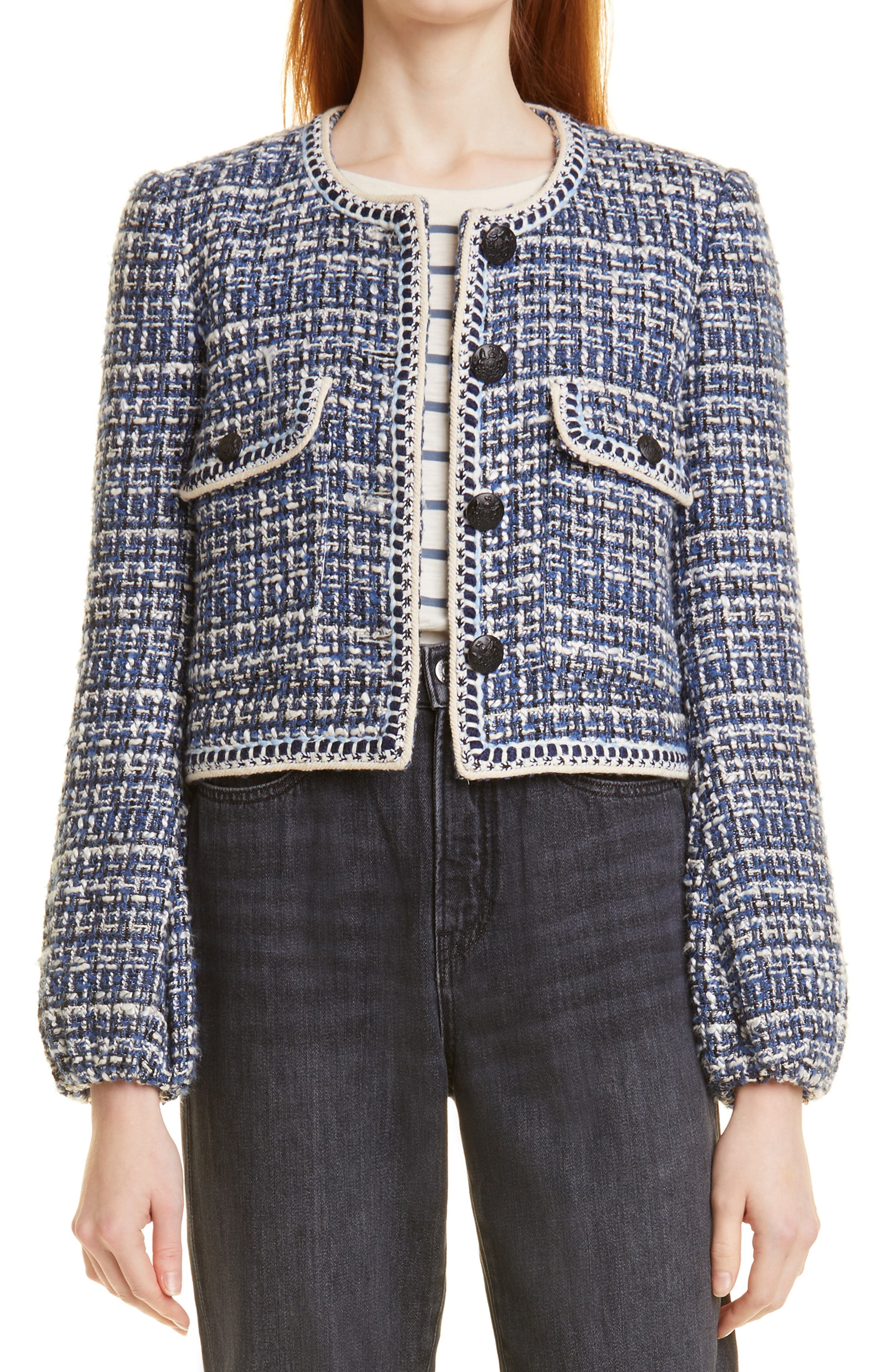 Veronica Beard Brim Cotton Blend Tweed Jacket