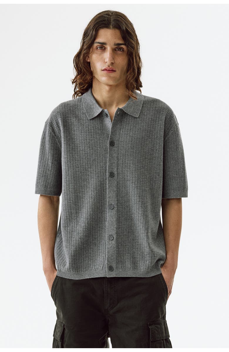 H&M Regular Fit Textured-knit Shirt, Alternate, color, Gray