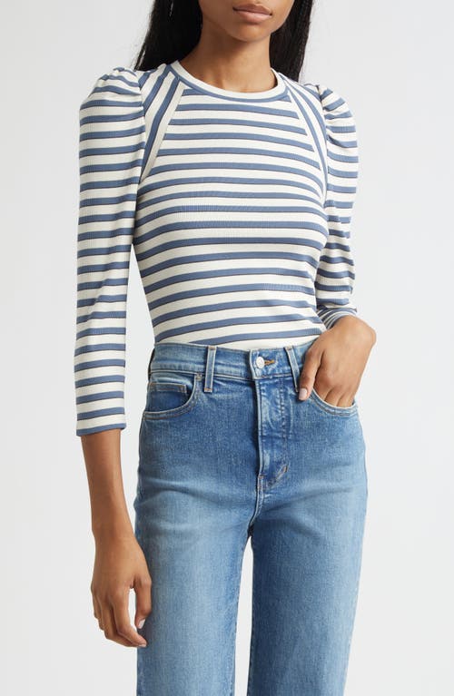 Veronica Beard Delano Stripe Raglan Sleeve Top In Blue