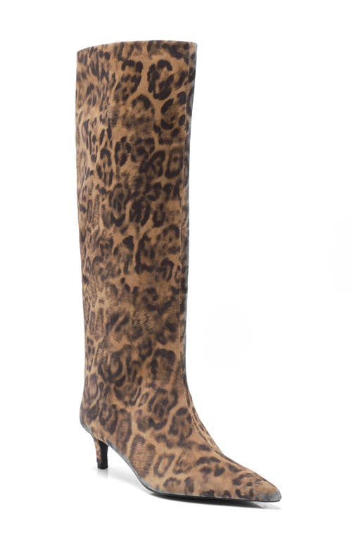 Free People Kiki Kitten Heel Boots Spotted Leopard In Brown