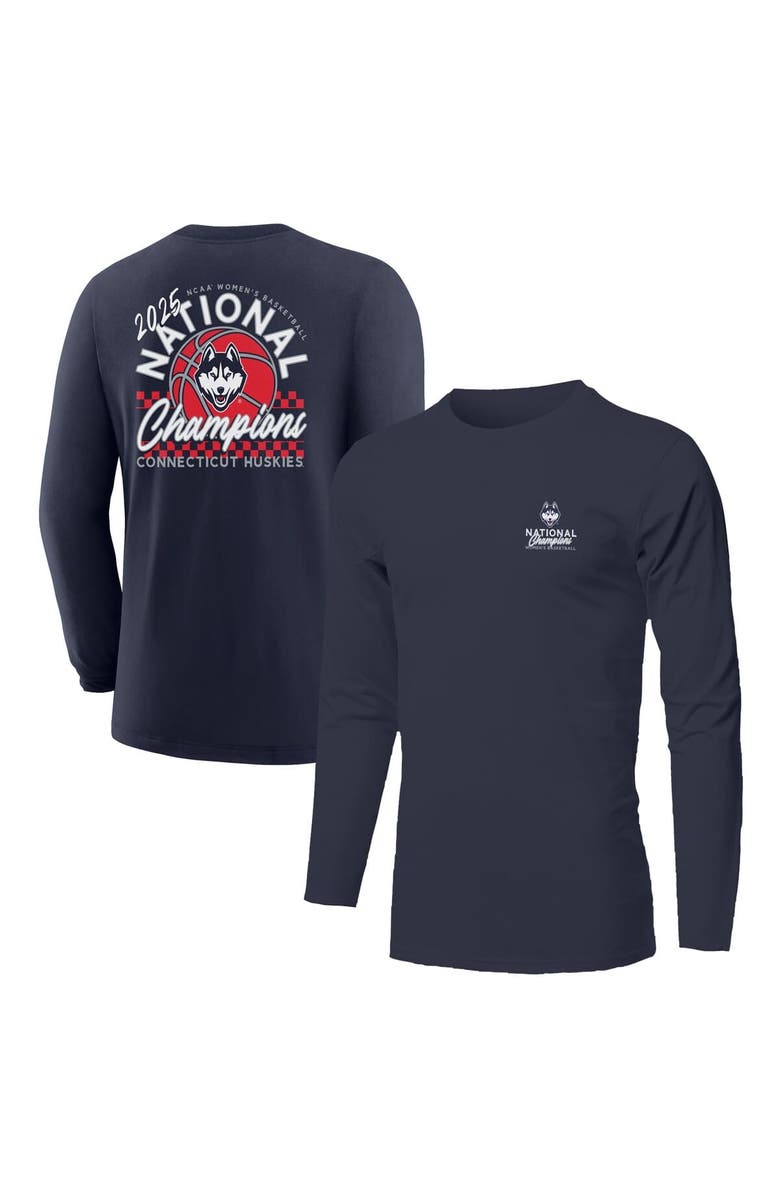 IMAGE ONE Youth Navy UConn Huskies 2025 NCAA Women's Basketball National Champions Fine Jersey Long Sleeve T-Shirt, Main, color, 