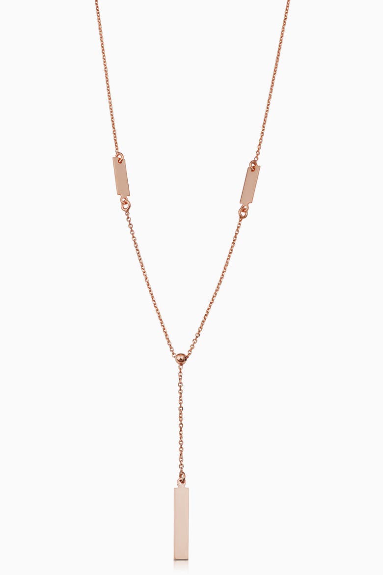 14K Gold Brooklyn Bar Drop Necklace, Main, color, Rose Gold