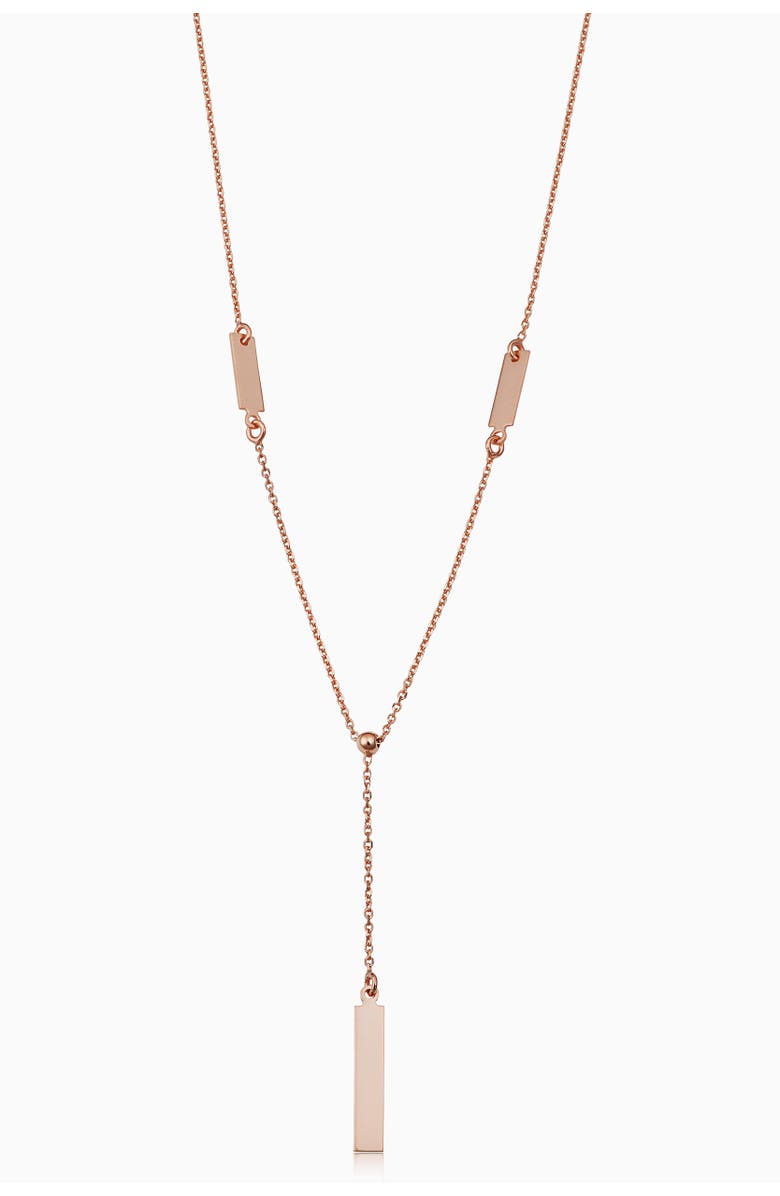 Oradina 14K Gold Brooklyn Bar Drop Necklace, Main, color, Rose Gold