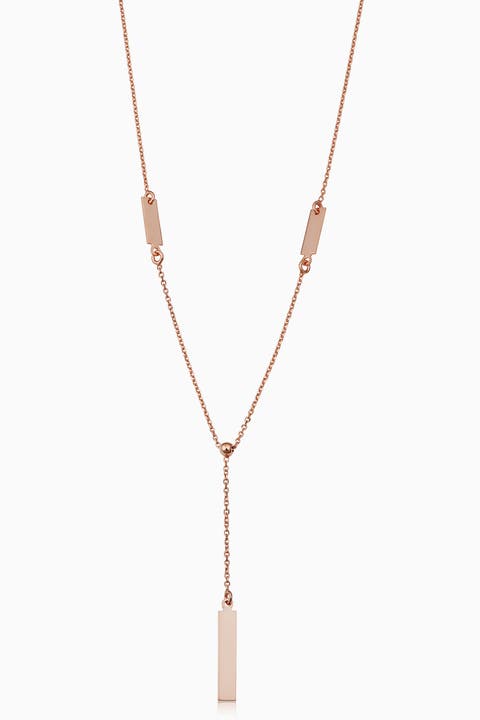 14K Gold Brooklyn Bar Drop Necklace