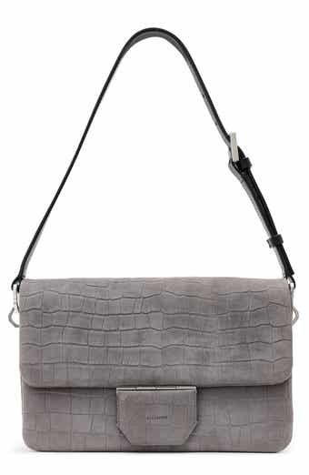 Ondine Croc Embossed Suede Shoulder Bag