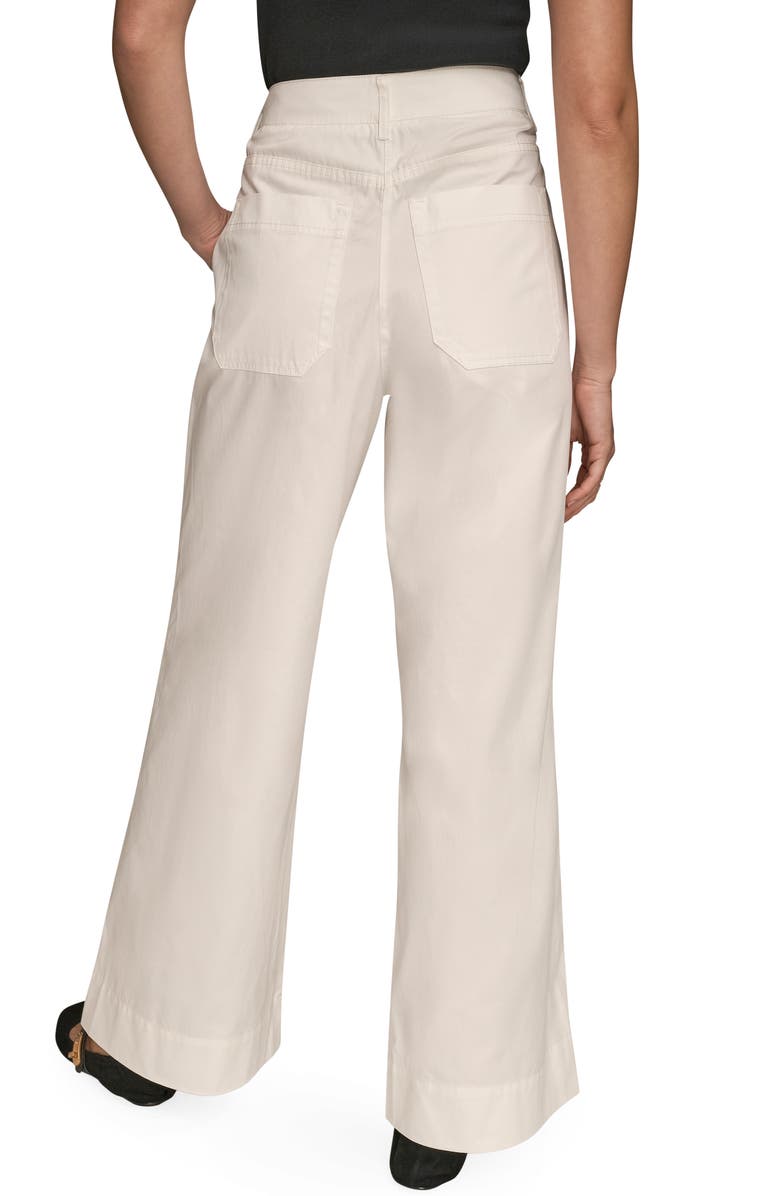 Donna Karan New York Pintuck High Waist Cotton Wide Leg Pants, Alternate, color, Cream