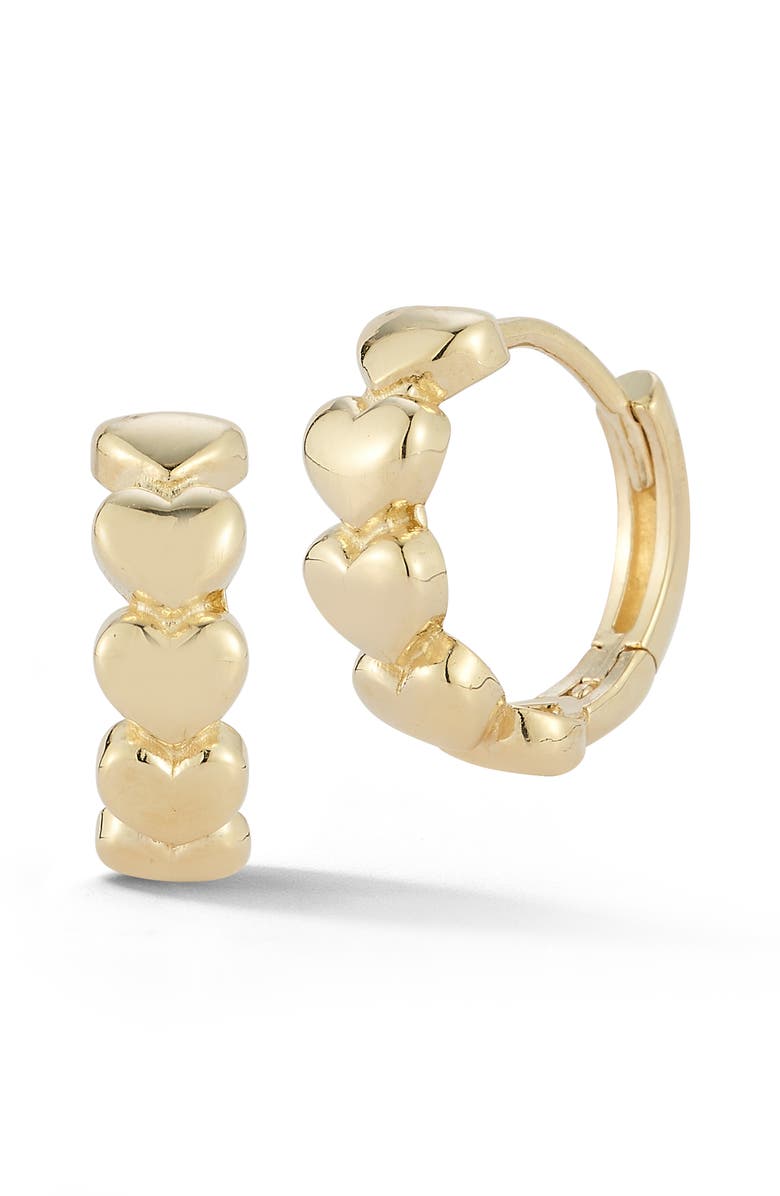 Ember Fine Jewelry Heart Huggie Hoop Earrings, Main, color, Gold