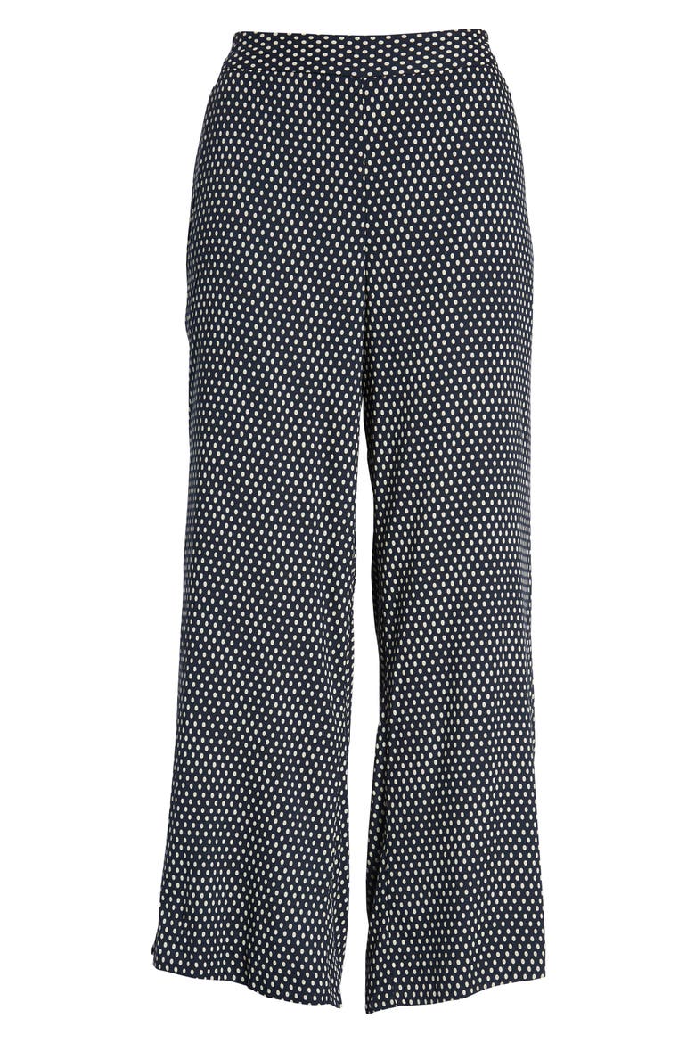 Crop Wide Leg Pants, Alternate, color, NAVY BLUE PAINTERLY DOT