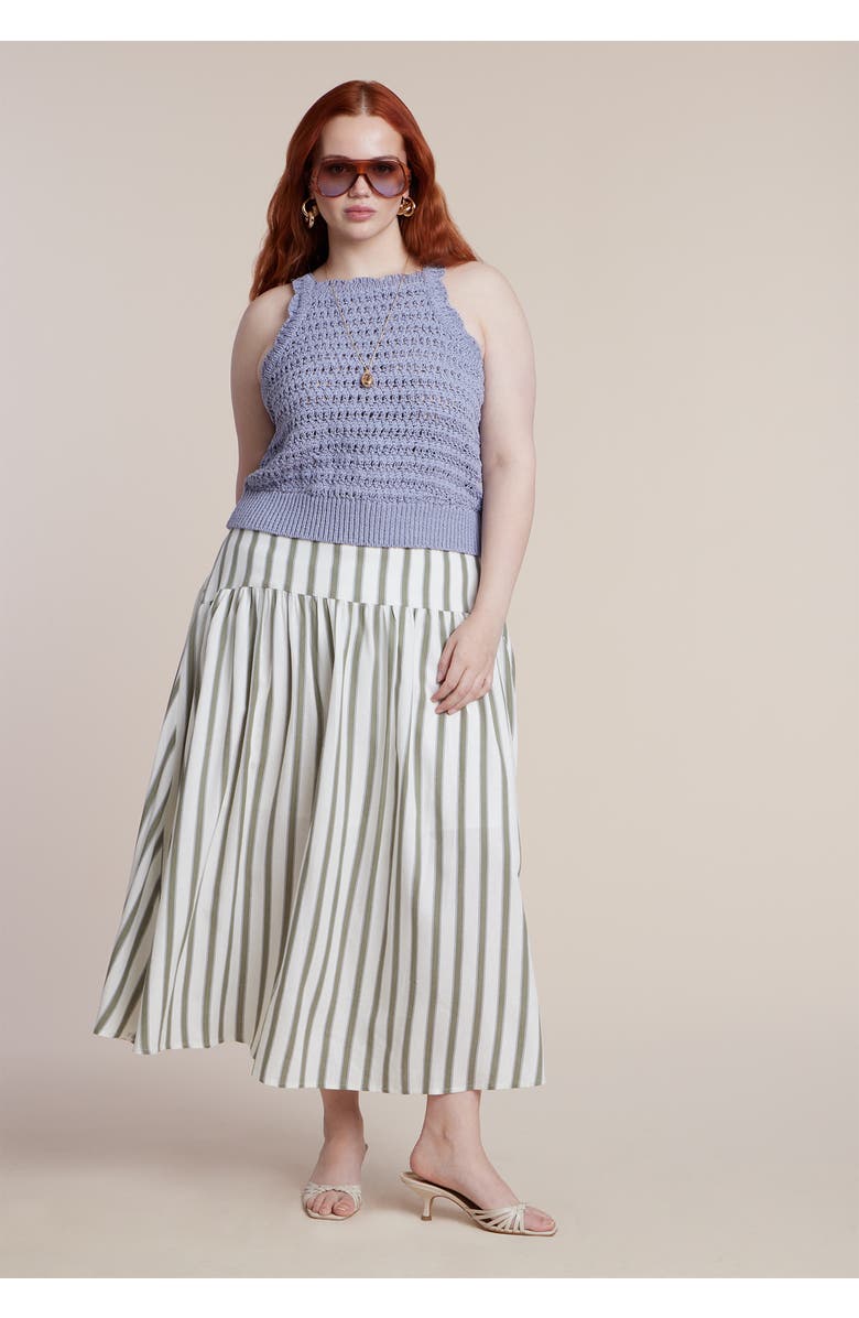 ELOQUII Open Stitch Racer Tank, Alternate, color, Blue Blizzard