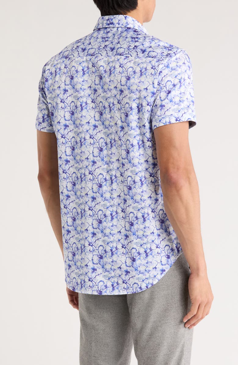 Robert Graham Short Sleeve Cotton Button-Up Shirt, Alternate, color, Blue