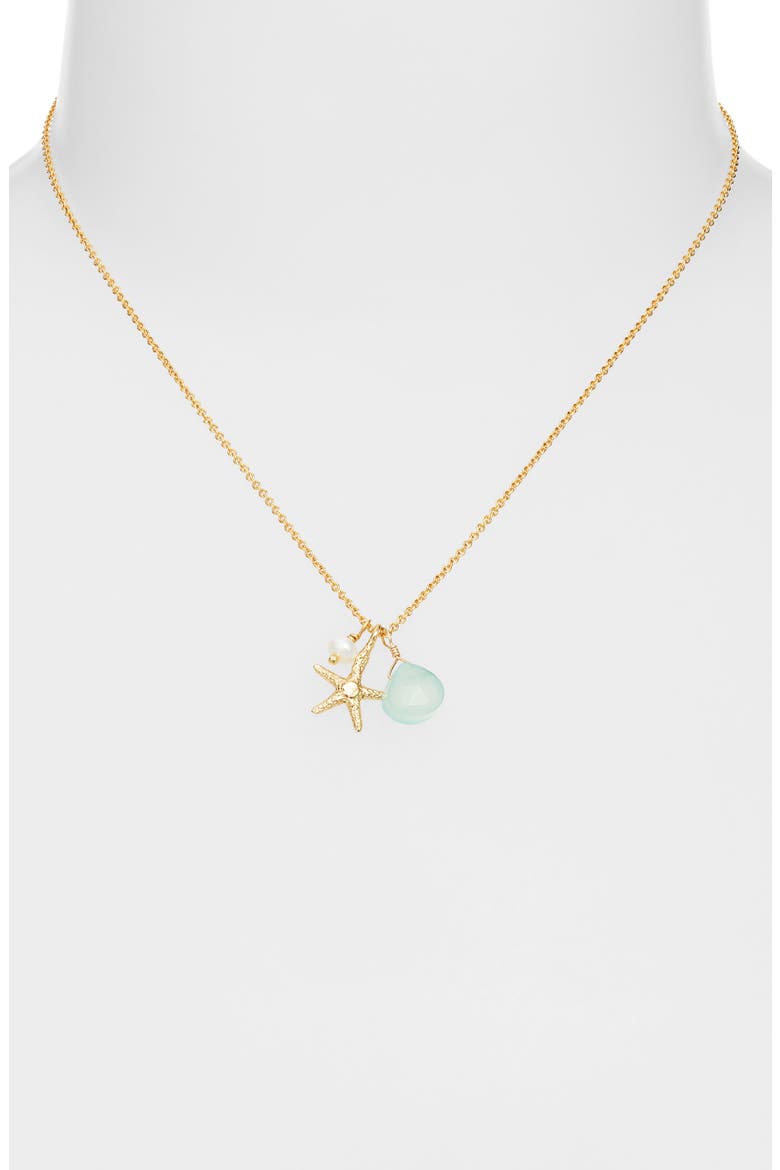 Sea Star Cluster Pendant Necklace, Alternate, color, GOLD
