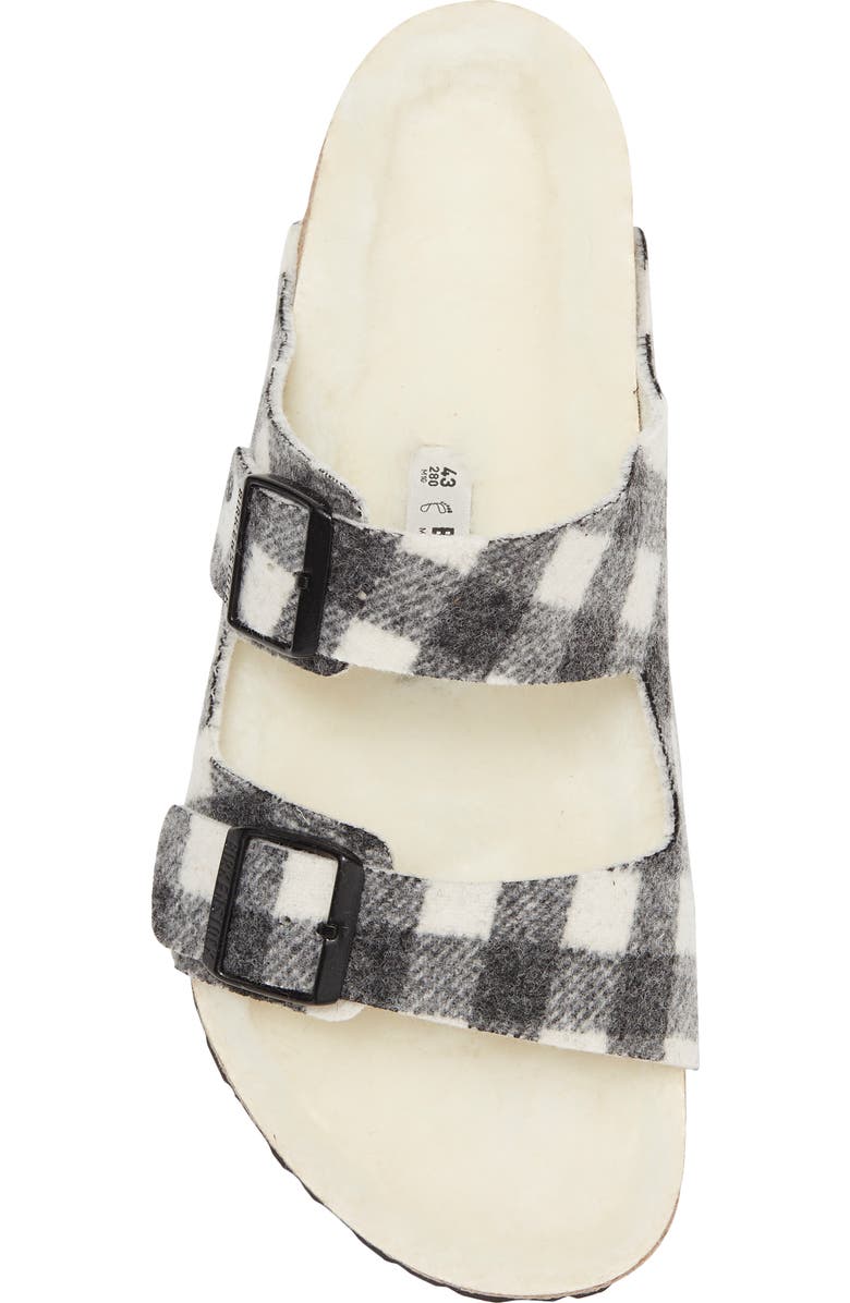 Birkenstock Arizona Plaid Genuine Shearling Slide Sandal, Alternate, color,