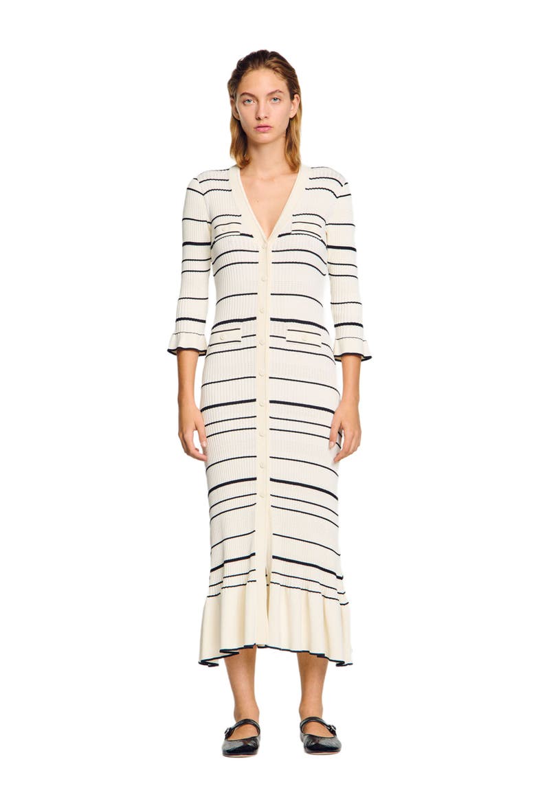 Striped knit maxi dress, Main, color, Ecru