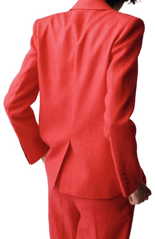 Mango Double Breasted Linen Suit Blazer In Red