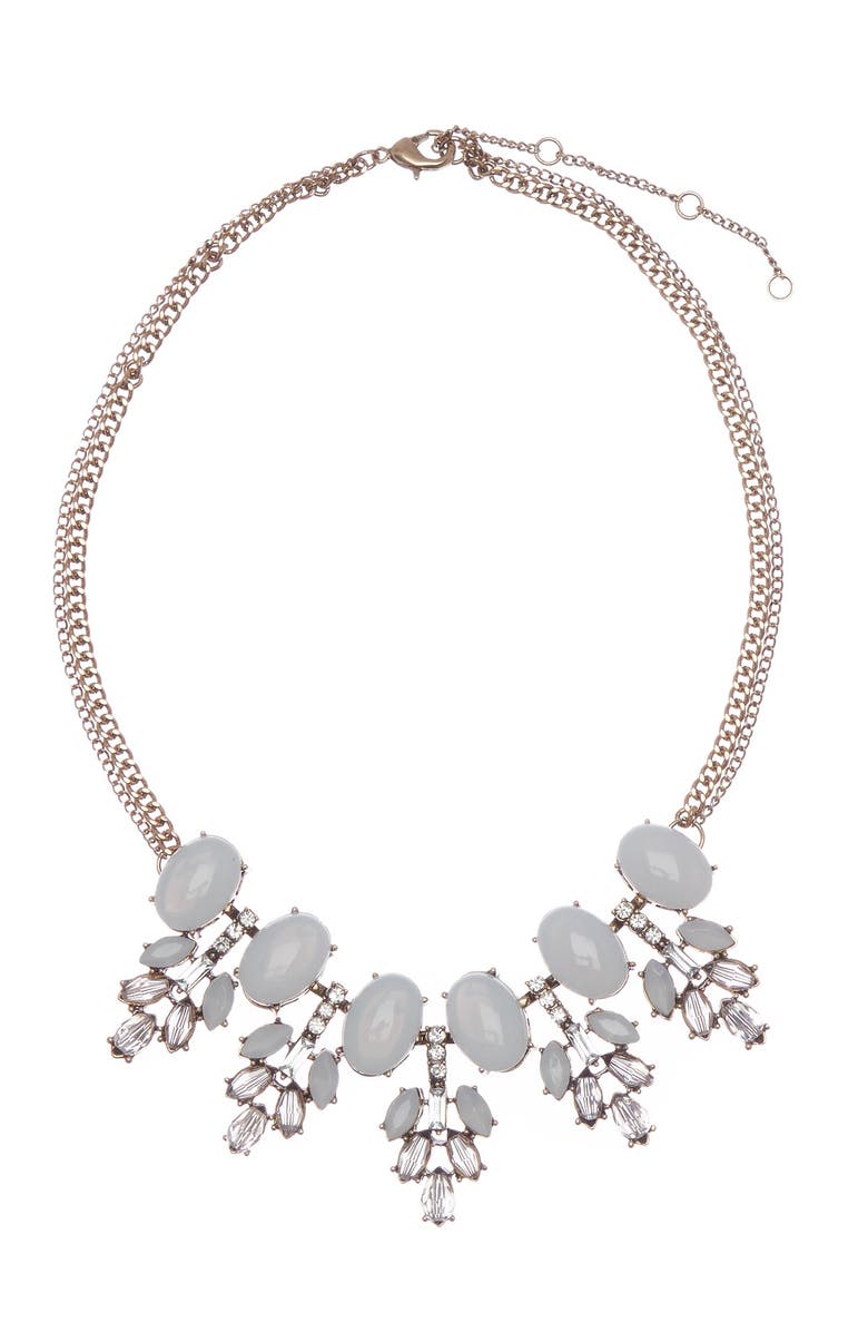 OLIVIA WELLES Nicole Crystal Statement Necklace, Main, color, Gold / Grey