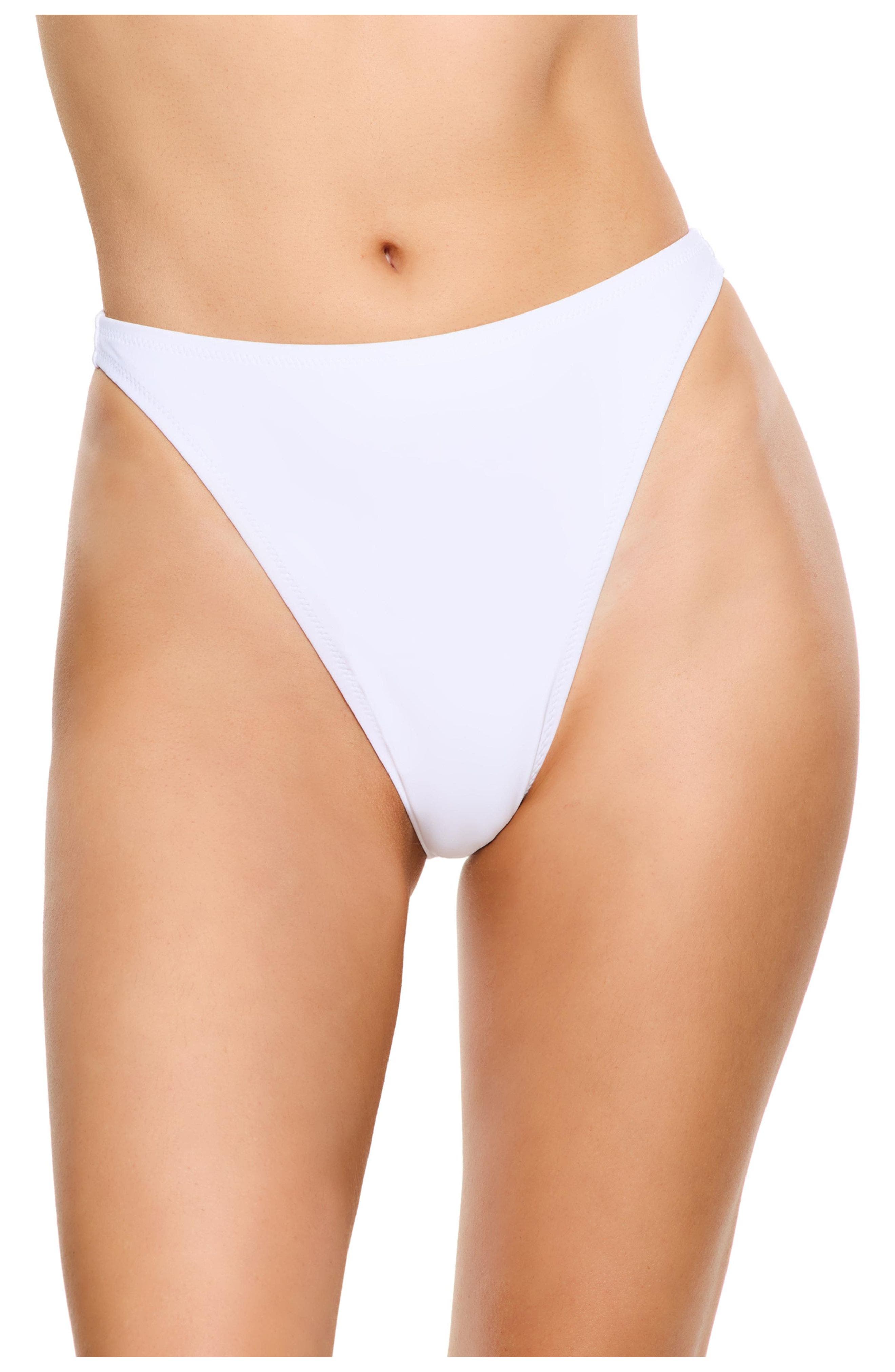 Flirtt Gottex Vacay Mode High Waist High Leg Bikini Bottom Swimsuit In White