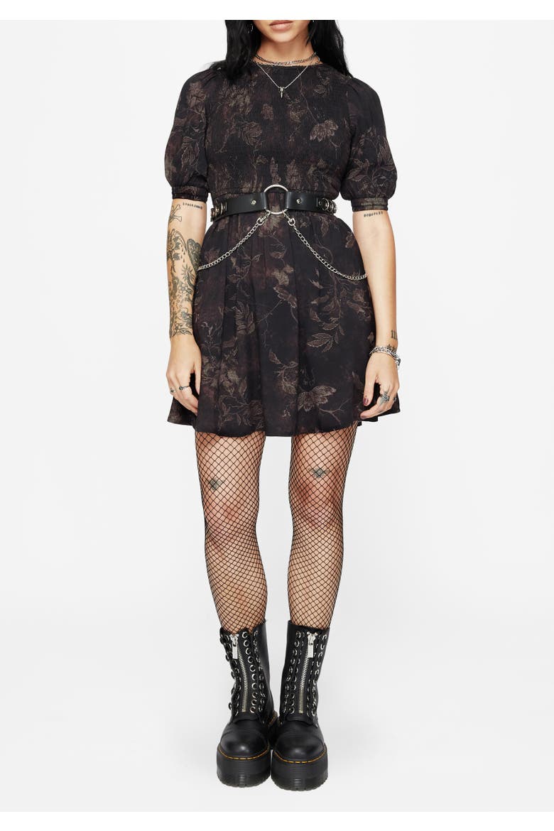 Ashmire Woodland Moth Mini Dress, Main, color, Black