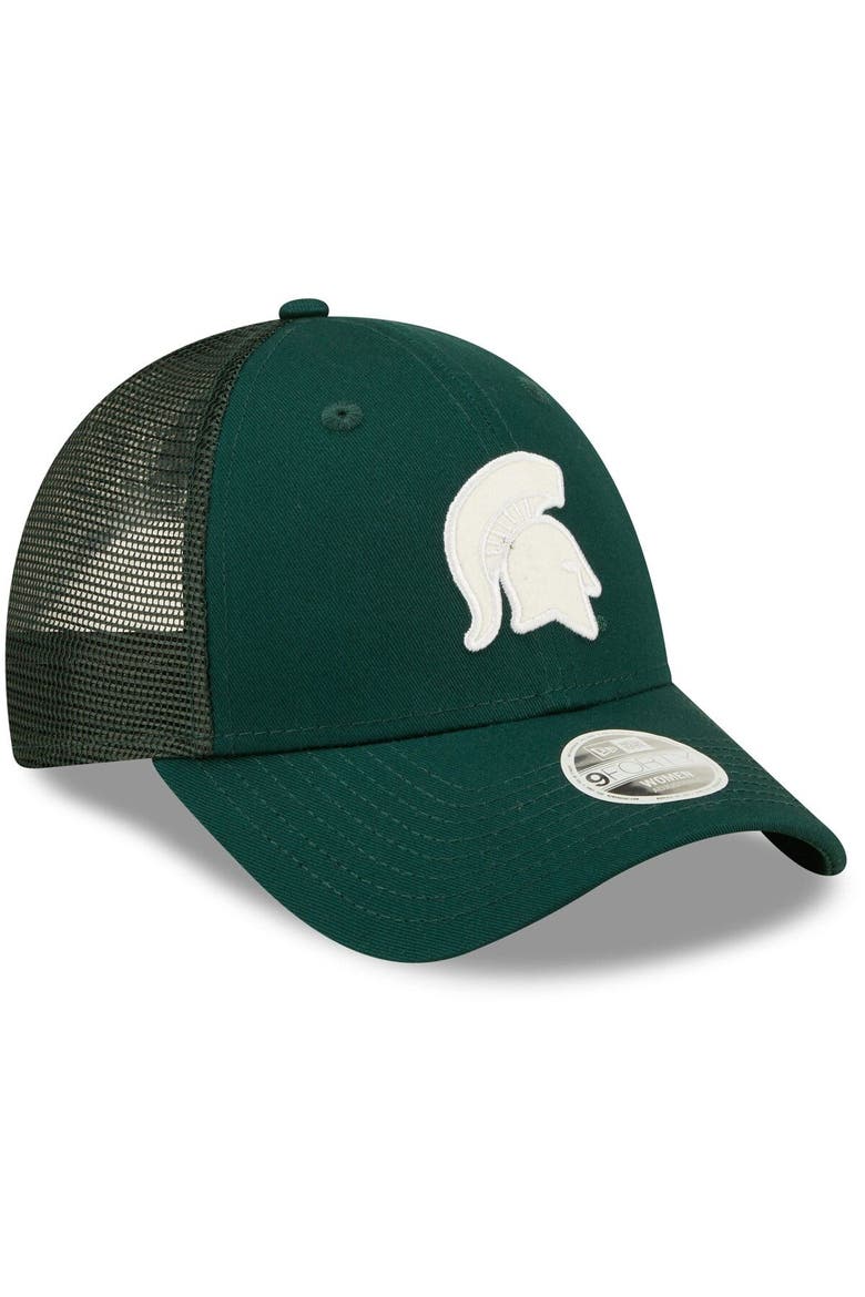 Women's New Era Green Michigan State Spartans 9FORTY Logo Spark Trucker Snapback Hat, Alternate, color, Green