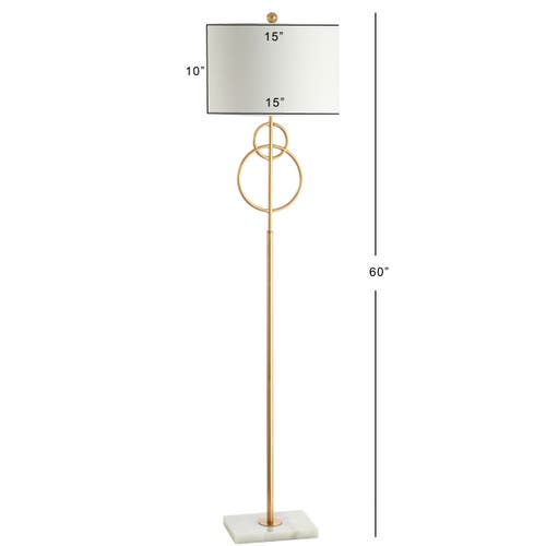 Jonathan Y Haines Modern Circle Marble/metal Led Floor Lamp In Gold Leaf/white