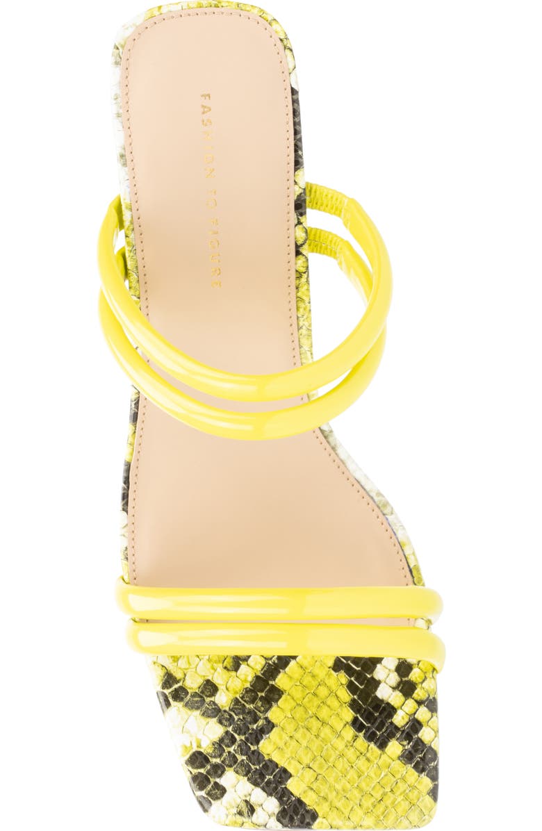 Fashion to Figure Lanna Snake Embossed Heeled Sandal - Wide Width, Alternate, color, Yellow