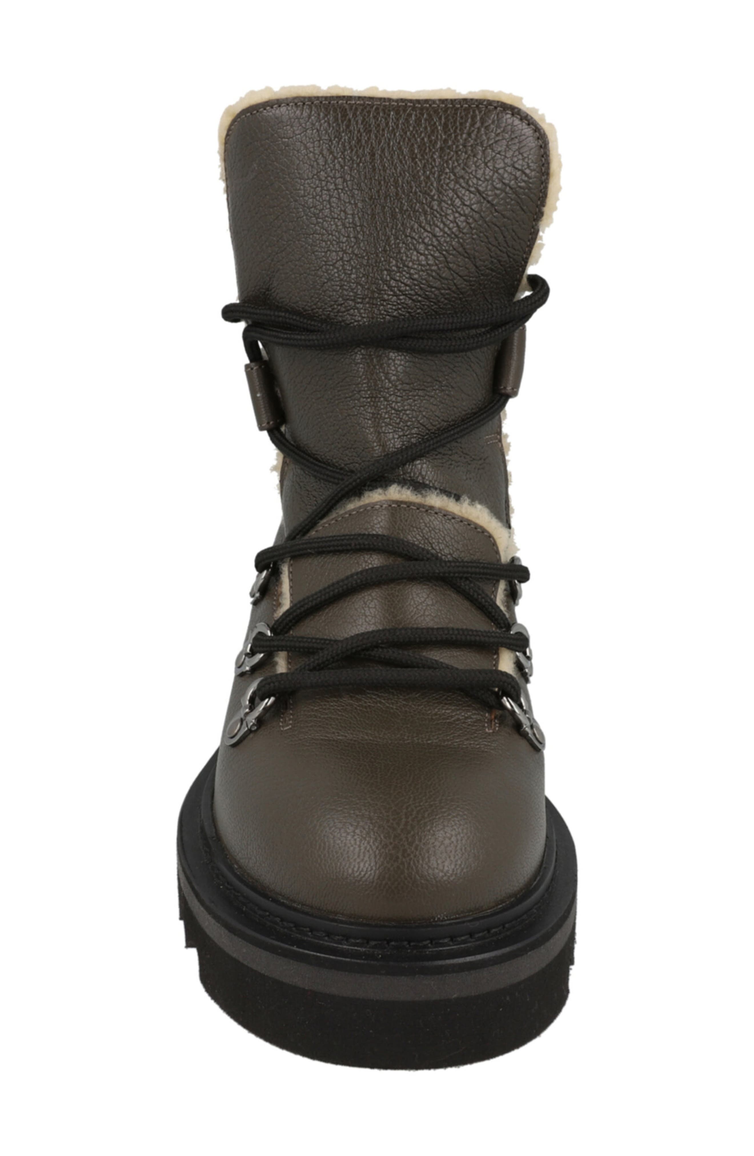 FERRAGAMO Elimo Genuine Shearling Leather Boot, Alternate, color, Dark Grey