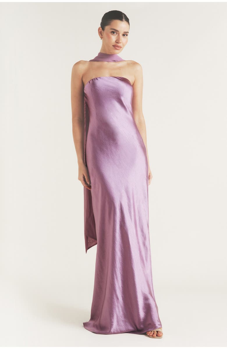 Six Stories Bandeau Satin Bridesmaid Dress, Main, color, Orchid