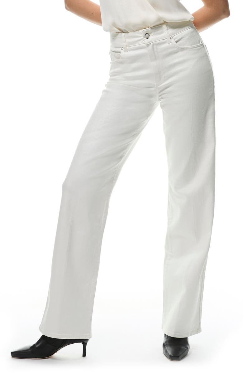 PAIGE Sasha Coated High Waist Wide Leg Jeans, Main, color, Pearl White Coating